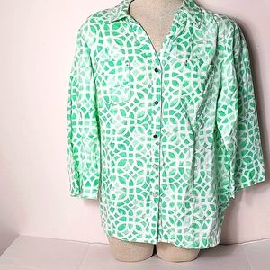 JM Collections Linen Button Down Top Size 14 - 381